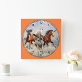 Mooie wilde paarden vierkante klok (Huis)