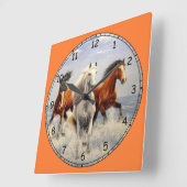 Mooie wilde paarden vierkante klok (Hoek)