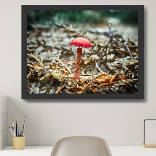 Mooie wilde paddenstoel in een herfstveld poster
