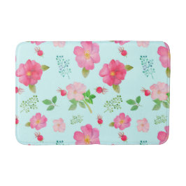 Mooie Wilde Rozen en Roos Hips Waterverf Patroon Badmat