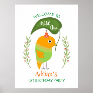 Mooie Wilde Vogel 1e Verjaardag Welkomstposter Poster