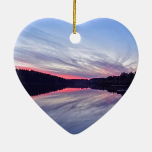 Mooie Wilderness Sunset over Lake Foto Keramisch Ornament (Achterkant)