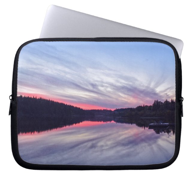 Mooie Wilderness Sunset over Lake Foto Laptop Sleeve (Voorkant)