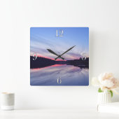 Mooie Wilderness Sunset over Lake Foto Vierkante Klok (Huis)