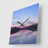 Mooie Wilderness Sunset over Lake Foto Vierkante Klok (Hoek)