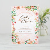 Mooie Wildflower Garden Beige Foto bruiloft Kaart (Staand voorkant)