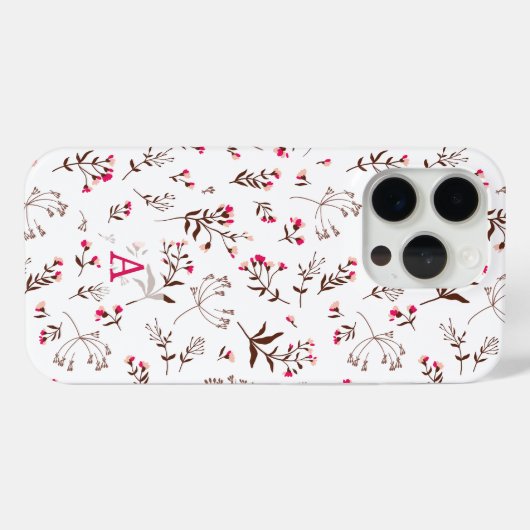 Mooie Wildflower Initiaal stijlvol Case-Mate iPhone Case (Achterkant (horizontaal))