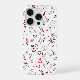 Mooie Wildflower Initiaal stijlvol iPhone 15 Pro Case