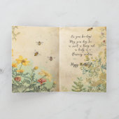 Mooie Wildflowers Bee-day Verjaardag Kaart (Binnen)