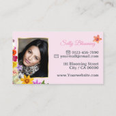 Mooie Wildflowers Roze Fijn Goud Lijst en Foto Visitekaartje (Achterkant)