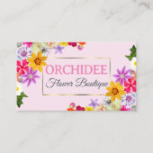 Mooie Wildflowers Roze Fijn Goud Lijst en Foto Visitekaartje (Voorkant)