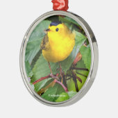 Mooie Wilson's Warbler in de Cherry Tree Metalen Ornament (Links)
