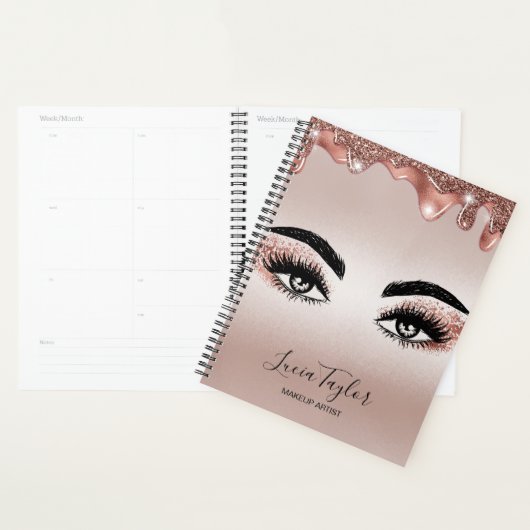 Mooie wimpers ogen roos gouden druppels make-up gi planner (Display)