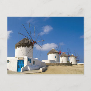 Mooie windmolens op het eiland Mykonos, Briefkaart