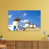 Mooie windmolens op het eiland Mykonos, Canvas Afdruk (Insitu (Woonkamer))