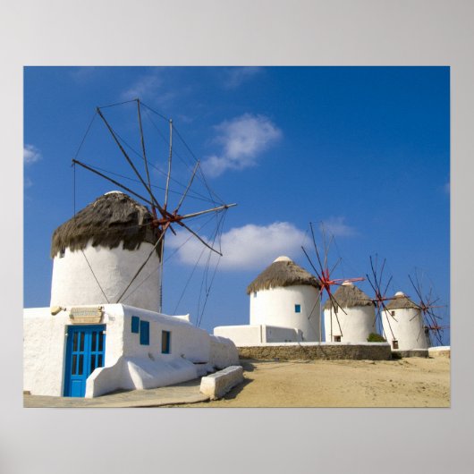 Mooie windmolens op het eiland Mykonos, Poster (Voorkant)