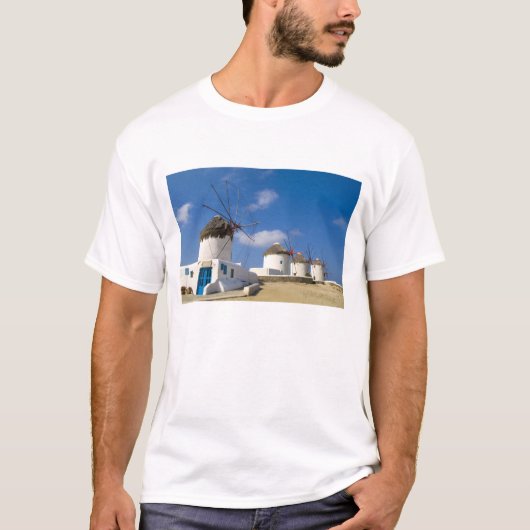 Mooie windmolens op het eiland Mykonos, T-shirt (Voorkant)