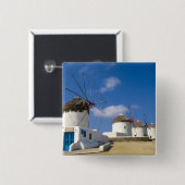 Mooie windmolens op het eiland Mykonos, Vierkante Button 5,1 Cm (Voorkant /achterkant)