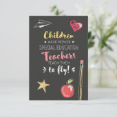 Mooie Wings Quote - docenten voor speciaal onderwi Bedankkaart (Staand voorkant)