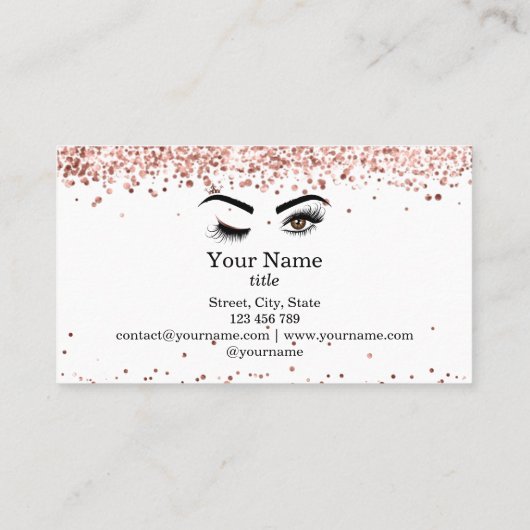 Mooie wink ogen en wenkbrauwen lange wimpers visitekaartje (Achterkant)
