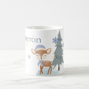 Mooie Winter Baby Herten Jongen Ree Custom Naam Koffiemok