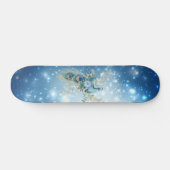 Mooie winter blauwe bloemenpauw persoonlijk skateboard (Horizontaal)