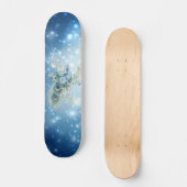 Mooie winter blauwe bloemenpauw persoonlijk skateboard (Voorkant)