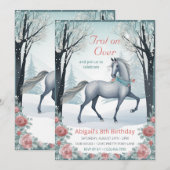 Mooie Winter Bos Bloemen Paard Verjaardag Kaart (Voorkant / Achterkant)