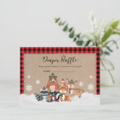 Mooie Winter Bos Houthakker Baby Luier Raffle Informatiekaartje (Staand voorkant)