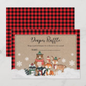 Mooie Winter Bos Houthakker Baby Luier Raffle Informatiekaartje (Voorkant / Achterkant)