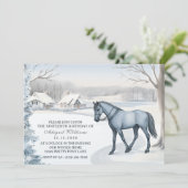 Mooie Winter Bos Sneeuwwitje Paard Verjaardag Kaart (Staand voorkant)