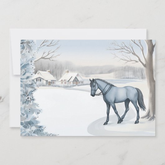 Mooie Winter Bos Sneeuwwitje Paard Verjaardag Kaart (Achterkant)