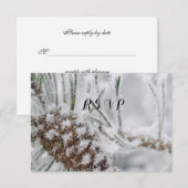 Mooie Winter Bruiloft, Sneeuwvlokken en Pinecone RSVP Kaartje (Voorkant / Achterkant)
