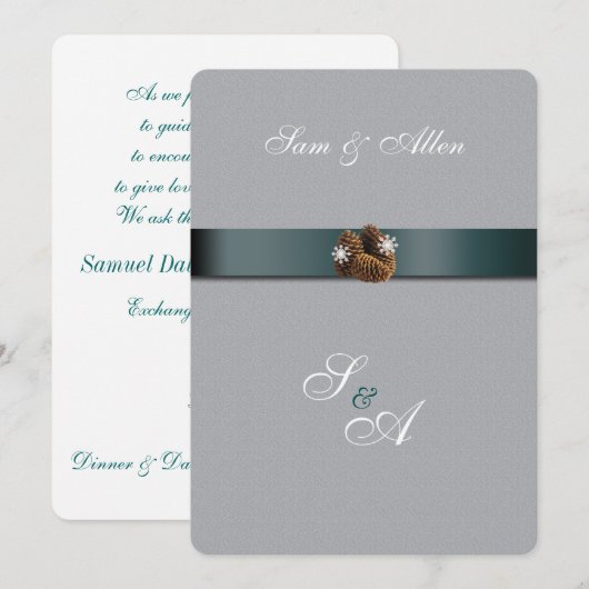 Mooie, winter bruiloft uitnodiging (Voorkant / Achterkant)