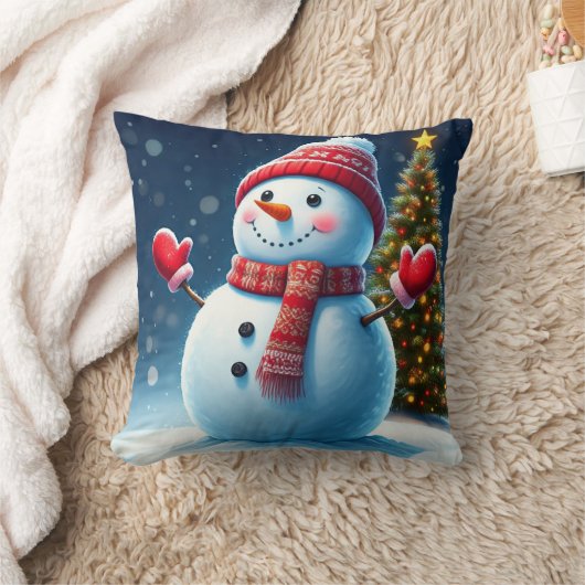 "Mooie Winter Charm: Kerstbomen & Sneeuwmannen De Kussen (Deken)