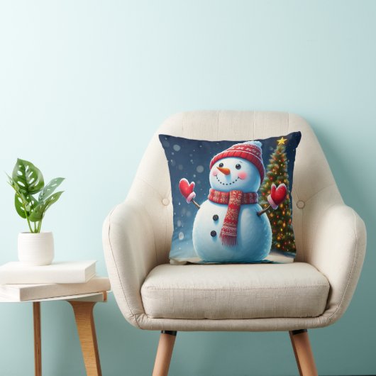 "Mooie Winter Charm: Kerstbomen & Sneeuwmannen De Kussen (Stoel)