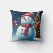 "Mooie Winter Charm: Kerstbomen & Sneeuwmannen De Kussen (Voorkant)