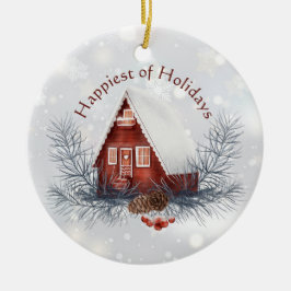 Mooie winter cottage aangepaste Kerstvakantie  Keramisch Ornament