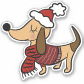 Mooie winter dachshund vinyl stickers (Voorkant)