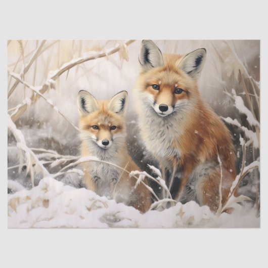 Mooie Winter Fox Decoupage Tissue Papier (Voorkant)