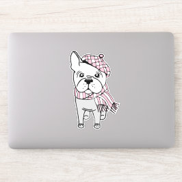 Mooie winter Franse Bulldog vinyl sticker