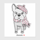 Mooie winter Franse Bulldog vinyl sticker (Vel)