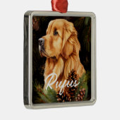 MOOIE WINTER GOUDEN RETRIEVER HOND METALEN ORNAMENT (Rechts)