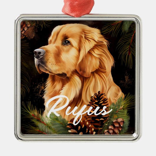 MOOIE WINTER GOUDEN RETRIEVER HOND METALEN ORNAMENT (Voorkant)