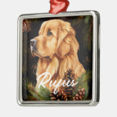 MOOIE WINTER GOUDEN RETRIEVER HOND METALEN ORNAMENT (Links)