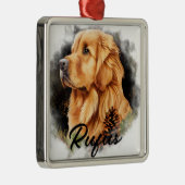 MOOIE WINTER GOUDEN RETRIEVER HOND METALEN ORNAMENT (Rechts)