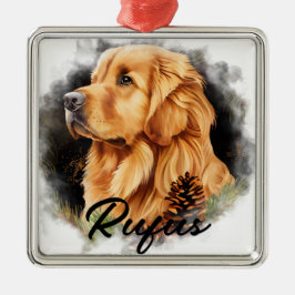 MOOIE WINTER GOUDEN RETRIEVER HOND METALEN ORNAMENT