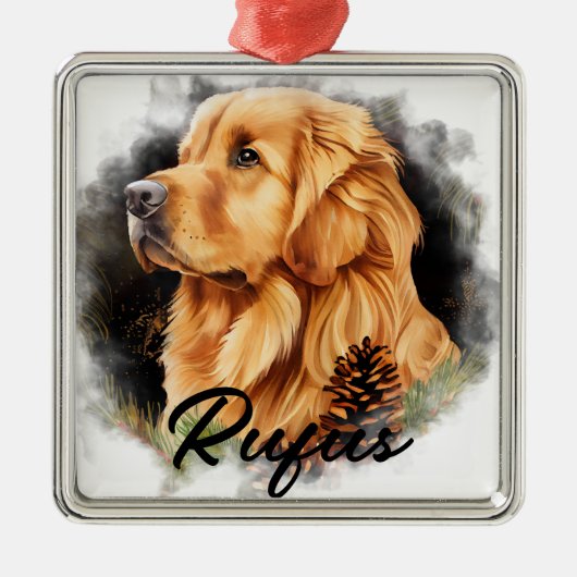 MOOIE WINTER GOUDEN RETRIEVER HOND METALEN ORNAMENT (Voorkant)