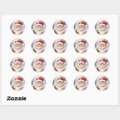 Mooie Winter Kerstkat in Santa Hat Ronde Sticker (Vel)