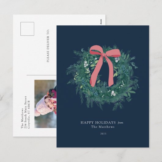 Mooie Winter Krans Familie Vakantie Ansichtkaart Feestdagenkaart (Voorkant / Achterkant)